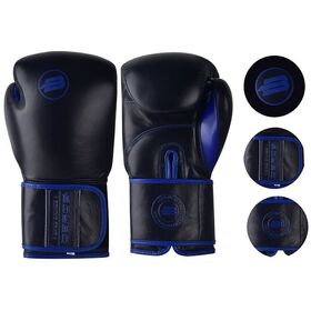 Перчатки боксерские BoyBo Rage BBG200, кожа, черный-синий