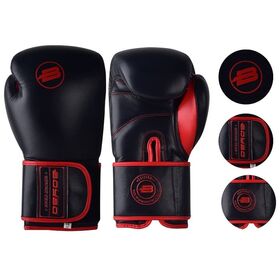 Перчатки боксерские BoyBo Rage BBG200, кожа, черный-красный