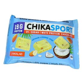 CHIKALAB ChikaSport Шоколад белый с миндалем и кокосовыми чипсами 100 грамм
