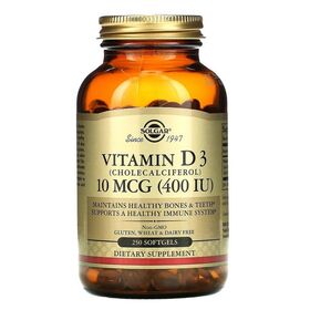 Solgar Vitamin D3 (холекальциферол) 10 мкг 400 IU (МЕ) 250 желатиновых капсул