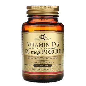 Solgar Vitamin D3 (холекальциферол) 125 мкг 5000 IU (МЕ) 100 желатиновых капсул