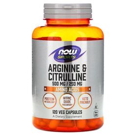 NOW Arginine & Citrulline 500 мг/250 мг 120 веган капсул