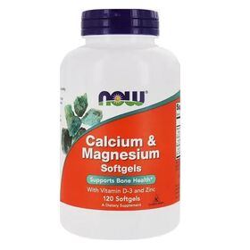 NOW Calcium & Magnesium (With D-3 and Zinc) 120 мягких капсул