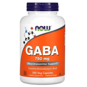 NOW GABA 750 мг 200 веган капсул