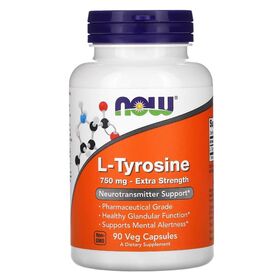 NOW L-Tyrosine 750 мг 90 веган капсул