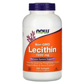 NOW Lecithin Non-GMO 1200 мг 200 мягких капсул