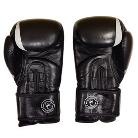 Перчатки боксерские Venum, черные, натуральная кожа, Пакистан