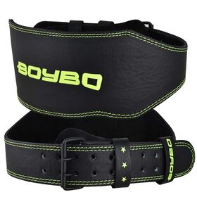 Пояс тяжелоатлетический BoyBo "Premium" BBW650, Кожа, черно-зеленый