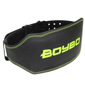 Пояс тяжелоатлетический BoyBo "Premium" BBW650, Кожа, черно-зеленый