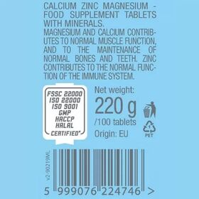 BioTech USA Calcium Zinc Magnesium 100 таблеток