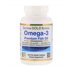 California Gold Nutrition Omega-3, рыбий жир премиального качества 100 капс.