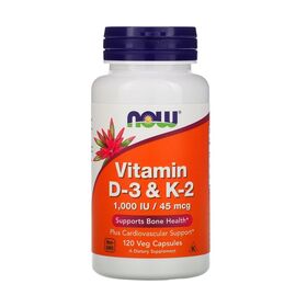 NOW Vitamin D3 & K2 1000 IU / 45 mcg 120 веган капсул