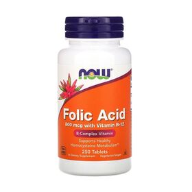 Now Folic Acid Фолиевая кислота с Витамином B-12 800 мкг 250 таблеток
