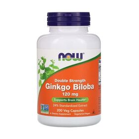 Now Ginkgo Biloba Double Strength 120 мг 200 веган капсул
