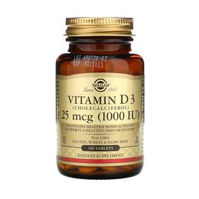 Solgar Vitamin D3 (холекальциферол) 25 мкг 1000 IU (МЕ) 180 таблеток