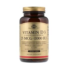 Solgar Vitamin D3 (холекальциферол) 25 мкг 1000 IU (МЕ) 250 желатиновых капсул