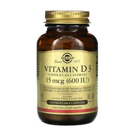 Solgar Vitamin D3 (холекальциферол) 15 мкг 600 IU (МЕ) 120 растительных капсул